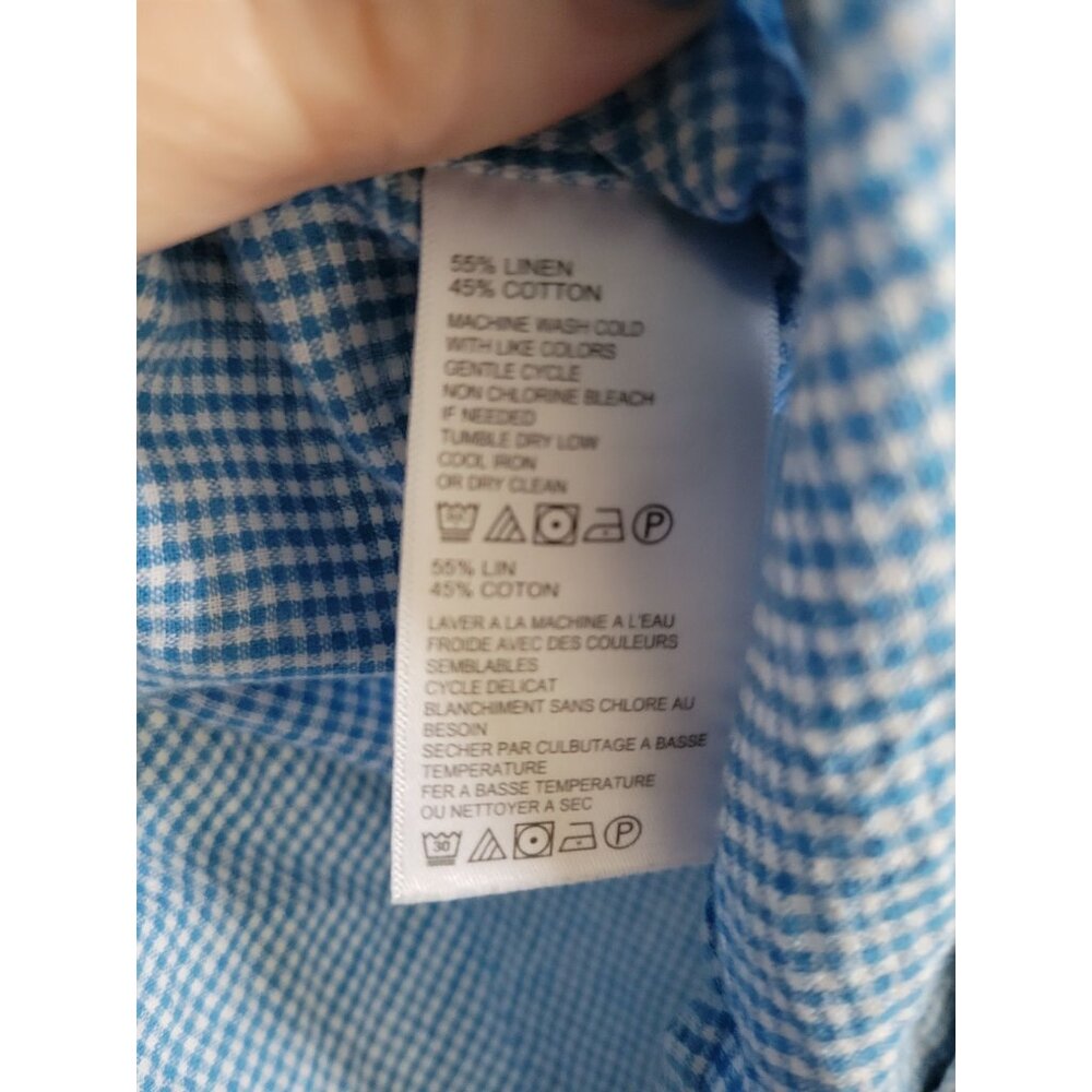 Tommy Bahama Mens blue gingham Shirt linen blend short sleeve size Medium - Picture 7 of 7